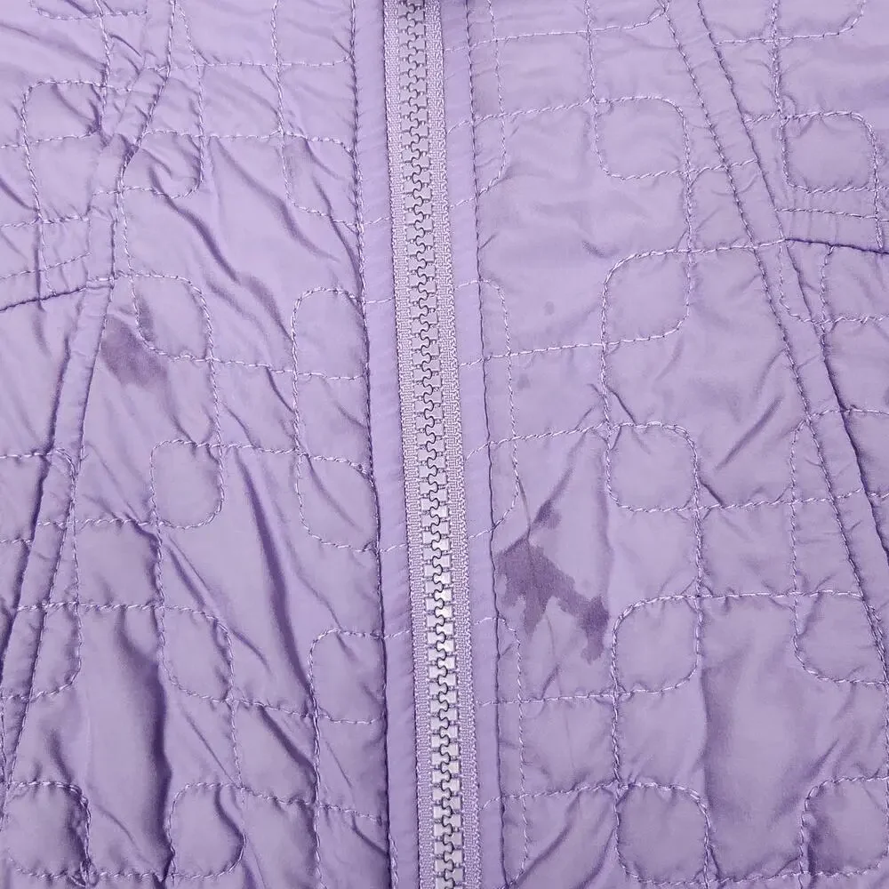 Columbia Jacket Youth 10/12 Purple Reversible Fleece Quilted Hooded Insulated